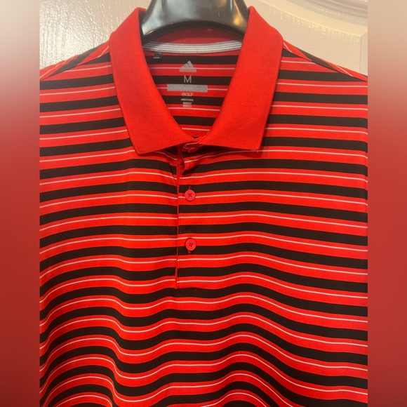 Adidas Golf Men Short Sleeve Polo Stripped Shirt.Size : Medium run Large - Picture 2 of 8